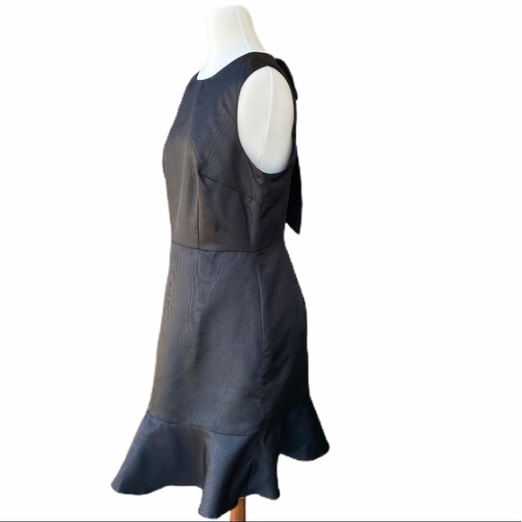 J. CREW Ruffle Hem Bow Back Black Sheen Sheath Dress Size 8 NEW - Picture 5 of 10